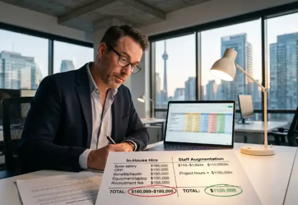 A financial manager researching it staff augmentation costs in Canada