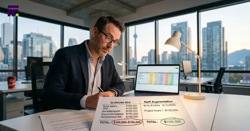 A financial manager researching it staff augmentation costs in Canada