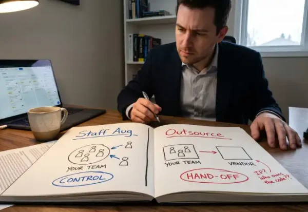 Man analyzing it staff augmentation vs project outsourcing