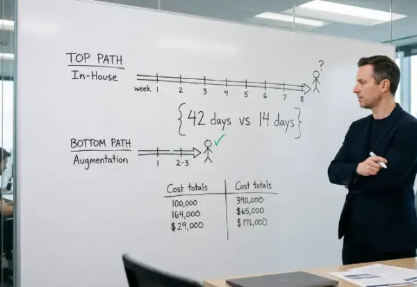Man decoding staff augmentation vs in house hiring efficiency