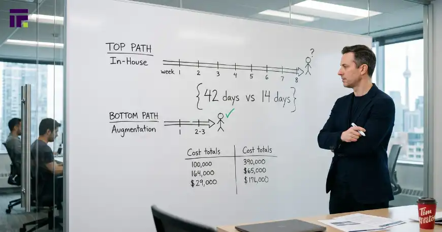 Man decoding staff augmentation vs in house hiring efficiency